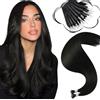 Moresoo Extension Nano Ring Anelli Veri Nero Jet Remy Invisibili Extension Capelli Veri Nano Ring Nero 50 Ciocche 50 cm 50g #1
