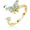 VYYU Anello antistress per donne e ragazze, con scritta You are My Sunshine, per alleviare lo stress, con gatto carino, regalo per moglie, fidanzata, figlia e amici, Oro bianco