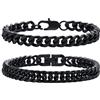 Gamtic Bracciale Uomo a Catena Cubana 2 Pezzi - Robusta Set di Braccialetto in Acciaio Inox Argento con Confezione 19/21/23cm Idee Regalo Uomo Ragazzo Fidanzato (Nero, 23.00)