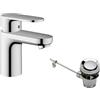 hansgrohe Vernis Blend Miscelatore monocomando lavabo 70 con piletta di scarico in metallo, cromo, 71557000