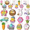 Qunclay 24 ornamenti pasquali in legno primaverili con sagome di buona Pasqua, graziose decorazioni per le vacanze, con cordini, ornamenti da appendere per albero di Pasqua, feste, casa, aula (uovo di