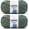 Bernat Blanket - Filato acrilico ciniglia extra grosso, 2 confezioni da 300 g, # 7, filato pesante jumbo, per lavorare a maglia e uncinetto, amigurumi, coperte spesse (verde fumo, 97 m, confezione da