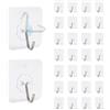 Youery 40 pezzi Ganci Adesivi, 6 * 6CM Ganci Adesivi Trasparenti,Gancio Trasparente Autoadesivo,per Bagno, Cucina, Soffitto, Appendere, Parete, Porta, Accappatoi, Portasciugamani
