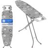 KADAX Asse da Stiro Pieghevole 114 x 34 cm, Tavola da Stiro Salvaspazio con Altezza Regolabile, Supporto per Ferro e Copriasse in Cotone (Grigio)