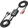 PROZOR DAC 2.1m SPDIF a RCA, 192KHz/24bit Adattatore Ottico Toslink a AV, Convertitore Audio Digitale a Analogico con Cavo Ottico 1m e RCA 1.1m con Cavo USB per TV, Blu-Ray, Console di Gioco