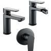 OGOMONDO Tris rubinetti miscelatori bidet lavabo doccia incasso linea africa nero opaco