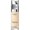 L'Oreal Paris L'Oréal Paris Fondotinta Liquido, Incarnato Uniforme e Illuminato, Finish Naturale, Per Tutti i Tipi di Pelle, Formula con Acido Ialuronico, Accord Parfait, Tonalità: 0.5N Porcelain, 30 ml