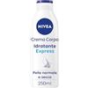 NIVEA Crema Corpo Idratante Express 250 ml, Crema idratante corpo 72h arricchita con Acido Ialuronico Puro, Minerali Marini e Siero Nutrimento Intenso, Crema corpo idratante pelle secca o normale