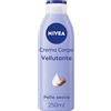 NIVEA Crema Corpo Vellutante 250 ml, Crema idratante corpo 72h arricchita con Acido Ialuronico Puro, Burro di Karité e Siero Nutrimento Intenso, Crema corpo idratante pelle secca