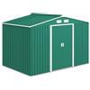 Outsunny Casetta da Giardino 4.9 m² con Fondazione, 4 Prese d'Aria e 2 Porte Scorrevoli, Capanno Porta Attrezzi in Lamiera d'Acciaio, 277x195x192 cm, Verde Scuro