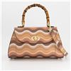 Elba Tuscany Borsa a mano bauletto in pelle con manico bamboo