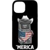 Merica USA Patriotic Cute Funny 4th of J Custodia per iPhone 15 Arcade Gamer Retro Vintage 80s 90s Videogiochi Bandiera Americana