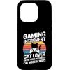 Retro Cat Gamer Introvert Custodia per iPhone 15 Pro Gaming Modalità silenziosa introverso attivata modalità gatto sempre