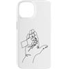 one line art one line drawing line penci Custodia per iPhone 14 Disegno a una linea: mani che raccontano storie