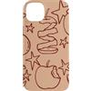 Cute Fruit Art Custodia per iPhone 14 Plus Tagliare le mele morse a fette e intere con stelle