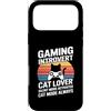 Retro Cat Gamer Introvert Custodia per iPhone 17 Pro Max Gaming Modalità silenziosa introverso attivata modalità gatto sempre