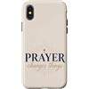 Faith Revival Studio Custodia per iPhone X/XS La preghiera cambia le cose Fede cristiana Croce Bibbia della Chiesa