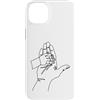 one line art one line drawing line penci Custodia per iPhone 14 Plus Disegno a una linea: mani che raccontano storie