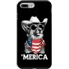 Merica USA Patriotic Cute Funny 4th of J Custodia per iPhone 7 Plus/8 Plus Beglian Malinois Bandiera Americana Bandana Occhiali Da Sole Cappello Cowboy