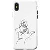 one line art one line drawing line penci Custodia per iPhone X/XS Disegno a una linea: mani che raccontano storie