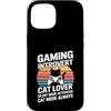Retro Cat Gamer Introvert Custodia per iPhone 15 Gaming Modalità silenziosa introverso attivata modalità gatto sempre