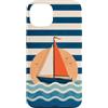 Nautical Sunset Sailing Style for Beach Custodia per iPhone 13 Design a strisce nautiche in barca a vela verso il tramonto