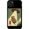 Funny Selfie Capybara Meme Humor Gifts M Custodia per iPhone 11 Pro Max Spaventato Capybara UFO Rapimento Divertente Alien Meme Graphic Art