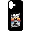 Retro Cat Gamer Introvert Custodia per iPhone 17 Gaming Modalità silenziosa introverso attivata modalità gatto sempre
