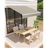 Garveelife Morsetto snodato, 300 x 250 cm, resistente ai raggi UV40+, impermeabile, con manovella e supporto da parete, lunghezza + angolo regolabile, tenda da sole per terrazza e balcone, tenda da