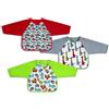 Ti TIN Pack 3 Bavaglini Impermeabili Stampati 73% Cotone - 27% Poliestere | Confezione Da 3 Bavaglini Per Bambini Da 6 a 18 Mesi con Chiusura Automatica e Maniche, 30x34 cm