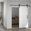 HOMCOM Porta Scorrevole Esterna Muro 81.3x213.4cm, Binario Acciaio, Maniglia Migliorato, Ruote, Porta da Interno in Stile Industriale, in MDF e Legno Pino, Impermeabile, per Cucina, Bagno, Soggiorno