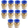 Riybyds 10 Pezzi Connettori Rapidi Maschio Dritti, Tubo 6mm OD x 1/8 BSP Filettatura,Connettore Rapido Con Raccordi con Anello di Tenuta per Sistemi Pneumatici, Ottone e Plastica,Nero (PC8-02)