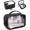 BAGSMART Trousse da toilette approvata TSA, borsa trasparente per il trucco con grande apertura, con manico, borsa da viaggio da viaggio, conforme alle compagnie aeree a mano, per uomini e donne