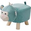 rockible Poggiapiedi per animali Poggiapiedi Pouf Simpatico cartone animato Scarpe in legno portatili Fasciatoio Divano Sgabello da tè per camera da, scimmia blu