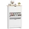 HOMCOM Scarpiera Salvaspazio Slim con 3 Ante a Ribalta, Scarpiera Ingresso con Ripiani Regolabili su 2 Livelli e Base Rialzata, Porta Scarpe per 18 Paia con Maniglia a Incavo, 72x26x112 cm, Bianco