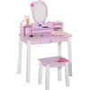 HOMCOM Toeletta per Bambine 3+ Anni, Postazione Trucco Bambina Rosa