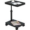 ESTUWD Tavolino da Divano - Tavolino Divano Rotazione 360° e con Ruote - Tavolini da Divano Regolabile Altezza (45-80CM) - Tavolino a Forma di C da Divano e Letto per Soggiorno e Camera da Letto