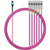 Elfcam - Cavo in fibra ottica da MPO/APC a LC/UPC 12 fibre 30M multimodali tipo B - 3,0mm LSZH OM4 50/125 ŠÌm senza pin, compatibile 40G/100G/200G/400G/800G/1.6T