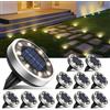 btfarm 12 Pezzi Luci Solari da Giardino, 8 LED Faretti Sepolta Solari a Led da Esterno, IP65 Impermeabile Lampade Faretto Solare da Terra per Prato Vialetto Paesaggio, Bianco Caldo