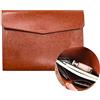 VANRA Organizer per cartelle portadocumenti in pelle ecologica in poliuretano, tasche porta documenti e progetti con bottone di chiusura magnetica e borsa interna per carta formato A4 (marrone)