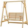 Outsunny Dondolo Da Giardino 2 Posti con Supporti Bicchieri, 1,8x1,2x1,85 m, Legno Naturale | Aosom Italy