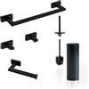 Inda Set accessori bagno a muro Lea nero opaco (porta asciugamani 51 cm)