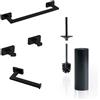 Inda Set accessori bagno a muro Lea nero opaco (porta asciugamani 36 cm)