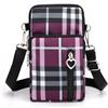 DuoLmi Piccola borsa a tracolla da donna, universale, portafoglio per telefono cellulare, tasche leggere, mini borsa a tracolla, 011 Griglia Viola, Large