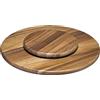 Spring Piatto girevole per fonduta, in legno di acacia, piatto da portata per fonduta e ingredienti, cuscinetto a sfera, base per stabilità, adatto a tutti i recipienti primaverili, Ø 40,5 cm