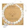 RMMD Regali di comunione per ragazze, bracciale comunione ragazza, regalo di comunione in argento, angelo custode, croce braccialetto di perle, regalo per la prima comunione, con biglietto e sacchetto