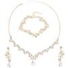 Yolev Set di Gioielli da Sposa con Strass Collana con Ciondolo in Cristallo Dorato Orecchini Bracciale Floreale Gioielli con Strass da Sposa Gioielli da Sposa per Damigella d'onore