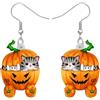 WEVENI Orecchini pendenti in acrilico a forma di zucca di Halloween, con gatto nero, gioielli da donna, Acrilico, Nessuna pietra preziosa