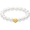 Purelei Shiny Bloom Anello (oro, argento, oro rosa), impermeabile, elastico da donna in perle, elegante anello con perline Seashell, regalo da donna, diverse misure, M/L, Acciaio inossidabile