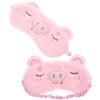 LIFKICH 2 mascherine per dormire in peluche, motivo: maiale, rosa, con fascia elastica, blocco della luce, per pigiama party